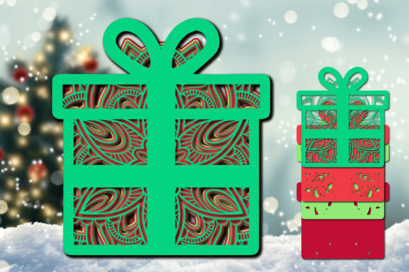 3D Christmas Present Gift Layered SVG for Local Branding