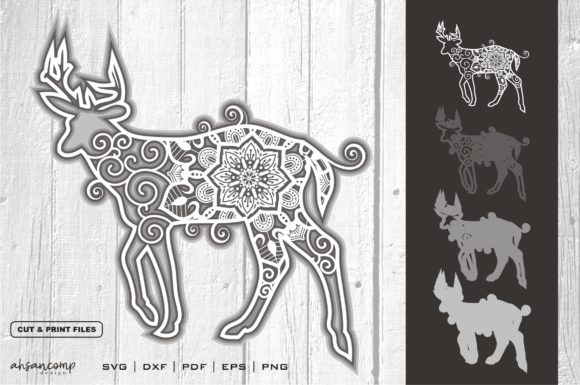 3D Deer Mandala: 3D SVG for Shadow Boxes