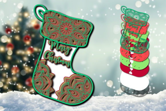 3D Layered Christmas Stocking SVG for Local Branding