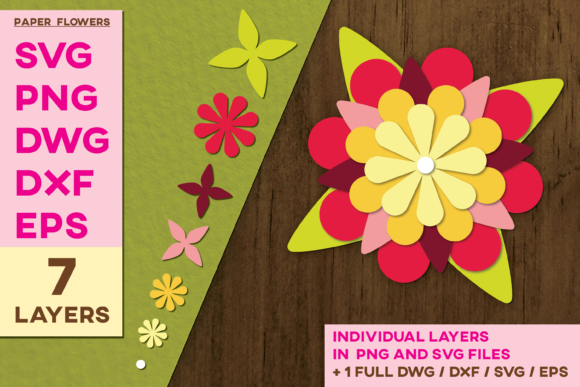 3D Paper Cut Flowers Template: 3D SVG for Paper Flowers