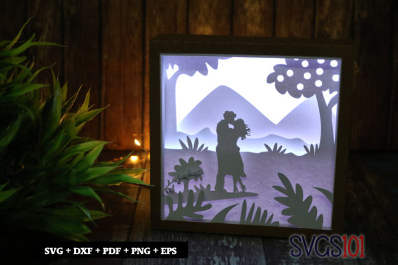 3D SVG Review: Couple Kissing Shadow Box Light