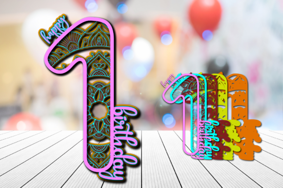 3D SVG Shapes: 1st Birthday Cake Topper Mandala