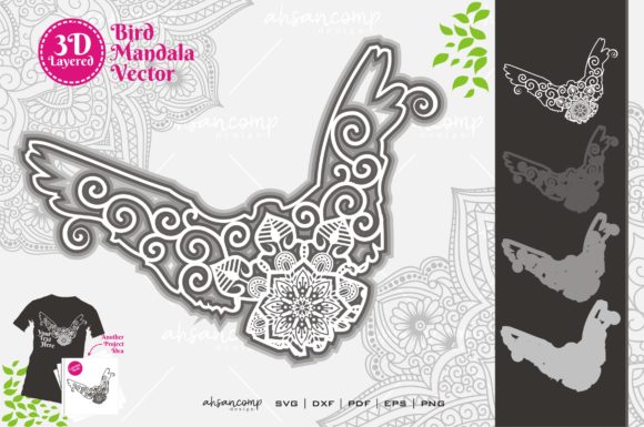 Bird Mandala 4 3D SVG for Shadow Boxes