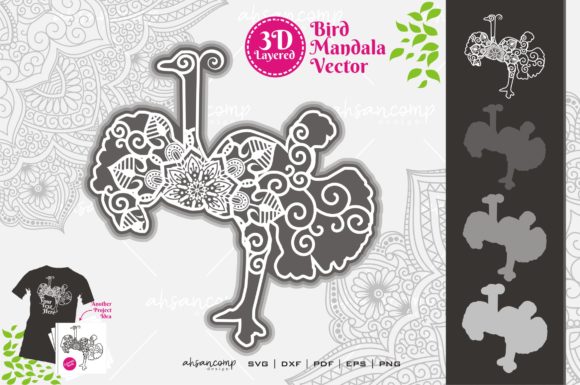 Bird Mandala 8 3D SVG for Shadow Boxes & Branding
