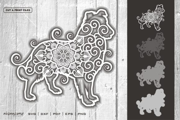 Dog 2 Mandala 3D SVG for Shadow Boxes & Branding
