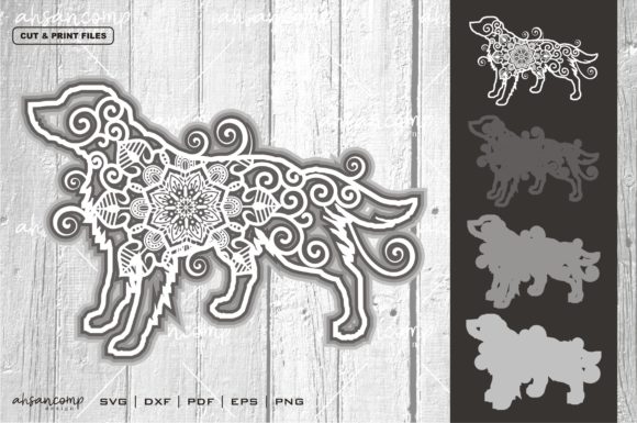 Dog 3 Mandala Vector: 3D SVG Shapes for Crafts