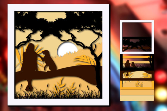Dog Layered Shadow Lightbox 3D SVG for Shadow Boxes