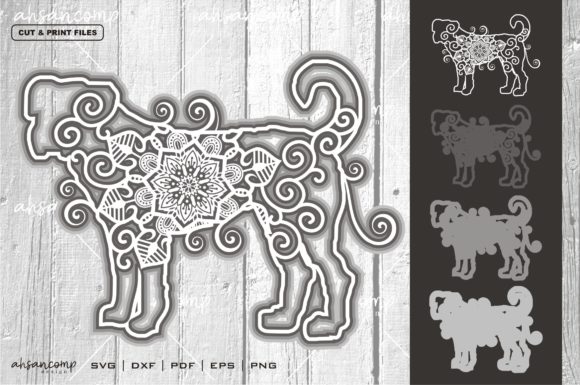 Dog Mandala 3D SVG for Shadow Boxes & Web