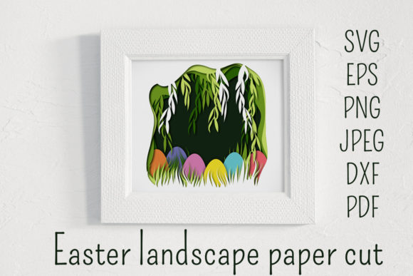 Easter Paper Cut Landscape: 3D SVG Shadow Boxes