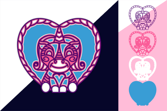 Heart-Framed Unicorn 3D SVG: Shapes for Crafters