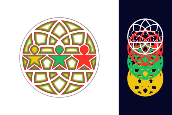 Kids in Mandala 3D SVG for Shadow Boxes