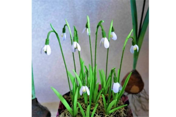Snowdrop Flower Paper Templates: 3D SVG Branding