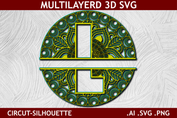 Split Alphabet Layered L Letter Mandala: 3D SVG Shapes