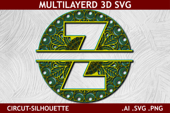 Split Alphabet Layered Z Letter Mandala 3D SVG Shapes