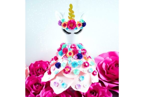 Unicorn Paper Dress 3D SVG for Paper Flowers